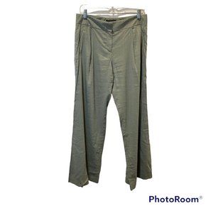 Theory Moss green linen blend flared leg business casual dress pants size 6